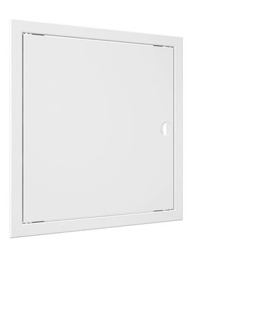 Дверца пластиковая АБС 368х368 (346х346) белая с фланцем, ручка