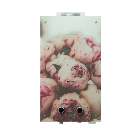 Водонагреватель газовый GENBERG Декор-Eco 210.01 Пионы, 10 л/мин, 20 кВт