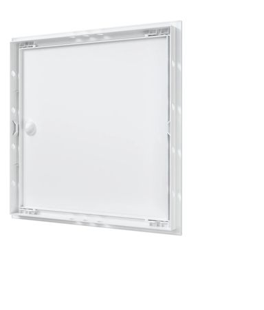 Дверца пластиковая АБС 368х368 (346х346) белая с фланцем, ручка