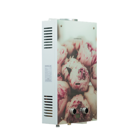 Водонагреватель газовый GENBERG Декор-Eco 210.01 Пионы, 10 л/мин, 20 кВт