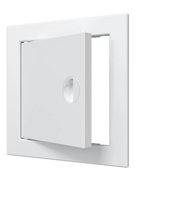 Дверца пластиковая АБС 168х168 (146х146) белая с фланцем, ручка