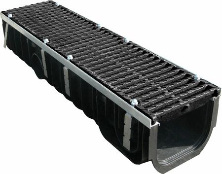 Лоток водоотводный MAX 200/120 в комплекте с чугунной решеткой, E600 (ДхШхВ-1000х260х120мм)