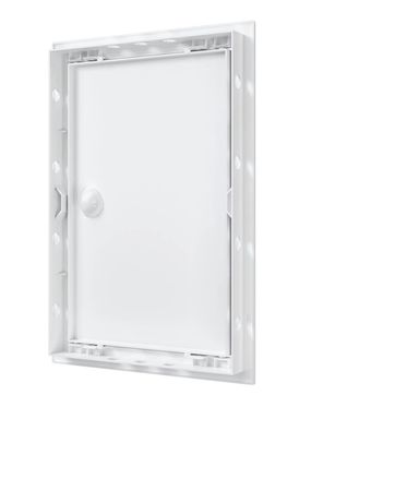 Дверца пластиковая АБС 268х418 (246х396) белая с фланцем, ручка