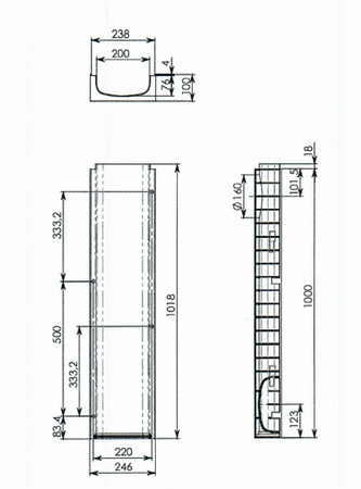 Лоток водоотводный Standart 24,6*10,0 DN200, пластиковый, нагрузка до 25т (ДхШхВ-1000х246х100мм)