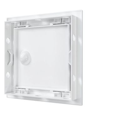 Дверца пластиковая АБС 168х168 (146х146) белая с фланцем, ручка