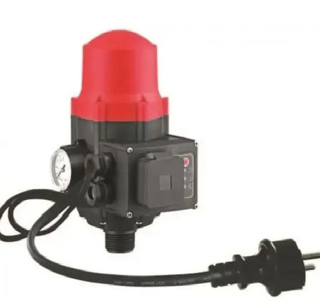 Блок автоматики с манометром TIM PS-01A3 (диап настройки 1,5-3 бар) с манометром проводом и вилкой.