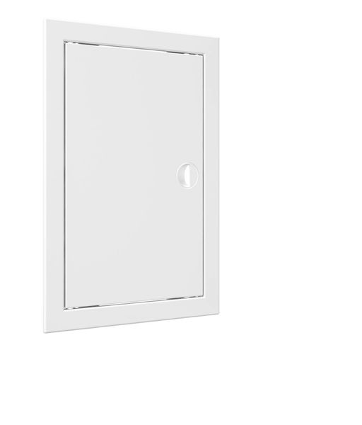 Дверца пластиковая АБС 218х318 (196х296) белая с фланцем, ручка