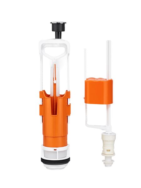 Арматура к унитазу, нижняя подводка, 2 кнопки, пластик/хром РМС