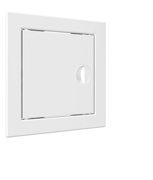 Дверца пластиковая АБС 168х168 (146х146) белая с фланцем, ручка