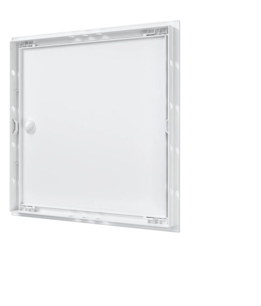 Дверца пластиковая АБС 368х368 (346х346) белая с фланцем, ручка