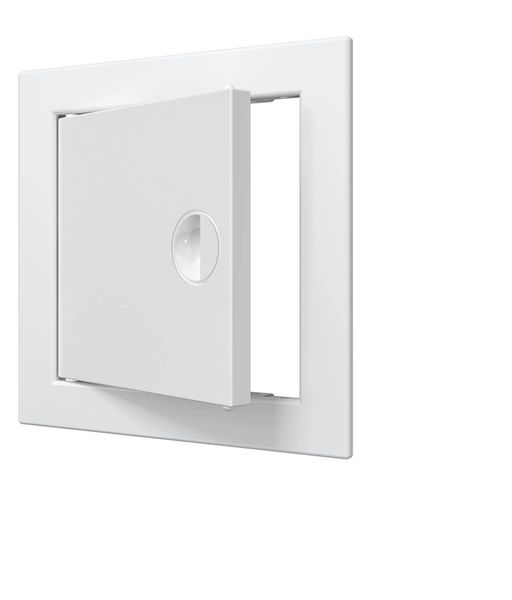 Дверца пластиковая АБС 168х168 (146х146) белая с фланцем, ручка