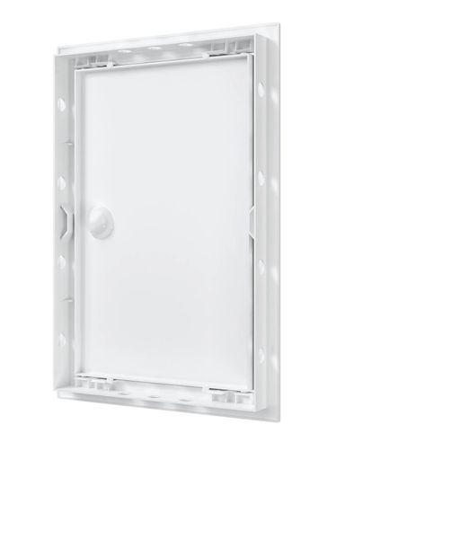 Дверца пластиковая АБС 218х318 (196х296) белая с фланцем, ручка