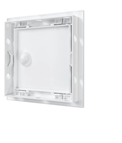 Дверца пластиковая АБС 168х168 (146х146) белая с фланцем, ручка