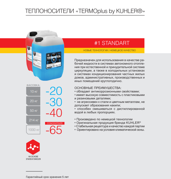 Теплоноситель TERMOPLUS 30 - 20кг. (синий)