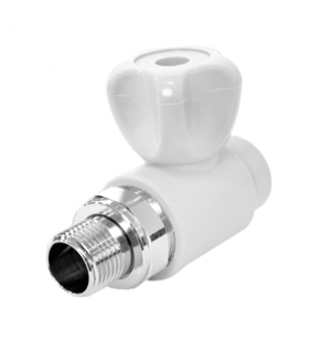 Кран для радиатора прямой 25х1/2" (БЕЛЫЙ) FD  (10/60)