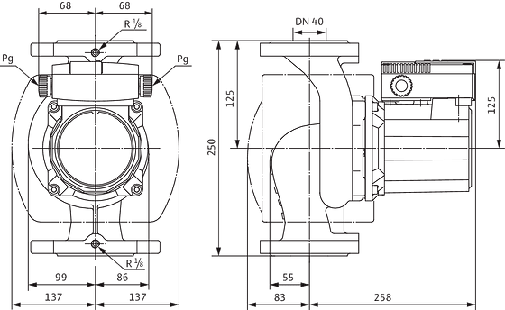 Насос циркуляционный Wilo-TOP-S 40/15 250  DM 3~ (фланцевый, PN 6/10)