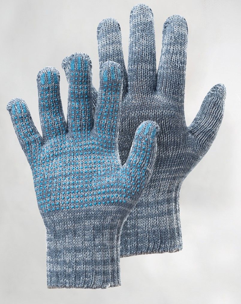 Перчатки х/б, ПВХ "точка" 6 нитей, серые (пара)