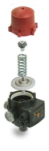 Блок автоматики с манометром TIM PS-01A (диапазон настройки 1,5-3 бар) с манометром