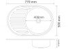 Мойка нерж. врезная овальная большая ЛЕВОЕ крыло, РМС, MD8-7750OVR(0,8), МАТОВАЯ, 770х500х170 мм
