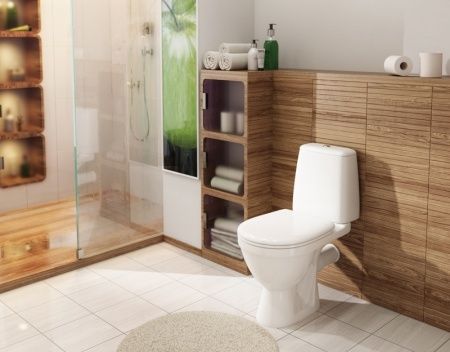 Унитаз "Премьер", синий декор, 2кноп.,прямой вып.,нижн.подв., сиденье полипропилен