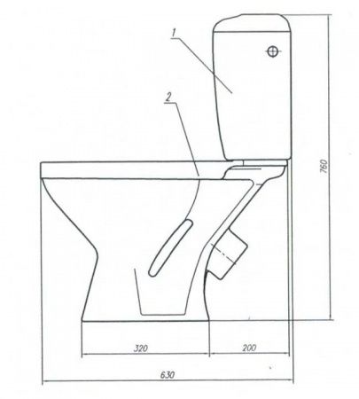 Унитаз "Комфорт Эконом" ЦОП, с бачком, белый, шток, косой выпуск, бок.подв., сиденье полипропилен
