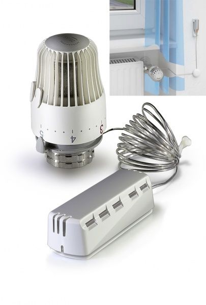 Головка термостатическая жидкостная с выносным НАКЛАДНЫМ датчиком M30x1.5, диапазон настройки 6-28 °