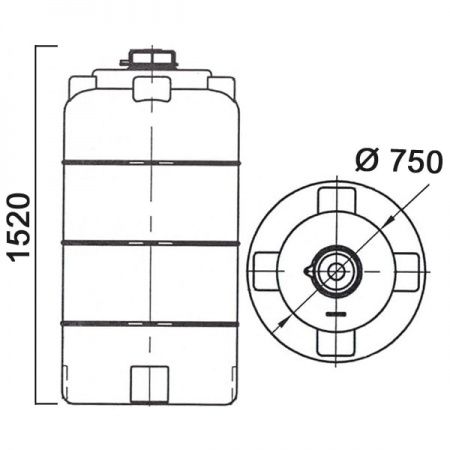 Емкость ПЭ цилиндрическая синего цвета 560л (560ВК)