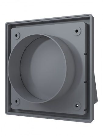 Выход стенной пластиковый D-100, 150х150мм, с клапанном (серый)