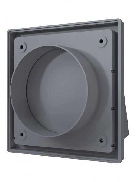 Выход стенной пластиковый D-100, 150х150мм, с клапанном (серый)