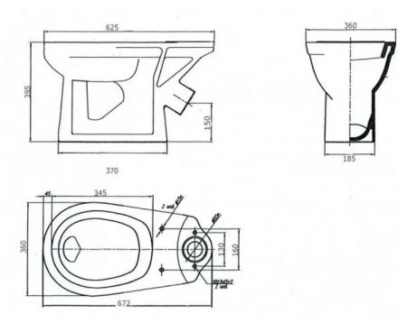 Унитаз "Комфорт Стандарт NEW" ЦОП, с бачком, белый, 1 кн.арм., косой выпуск, нижн.подв., сид. ПВХ