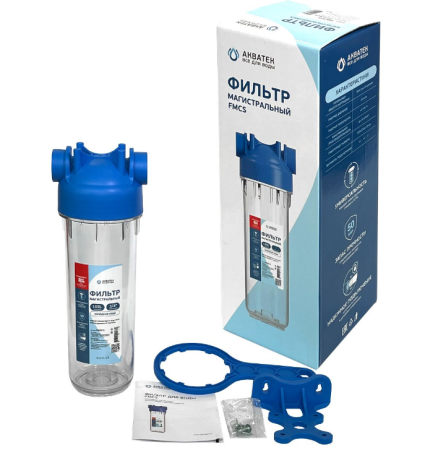 Магистральный фильтр для холодной воды 10-3/4 (прозрачная колба ПЭТ)