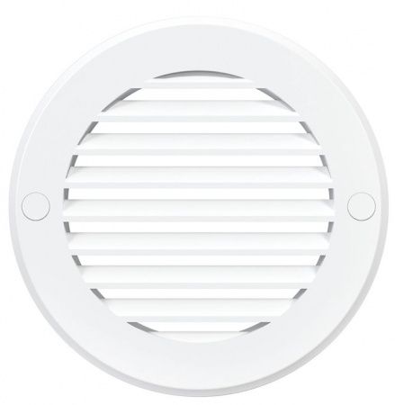 Решетка пластиковая D-100/136 круглая,  белая с фланцем