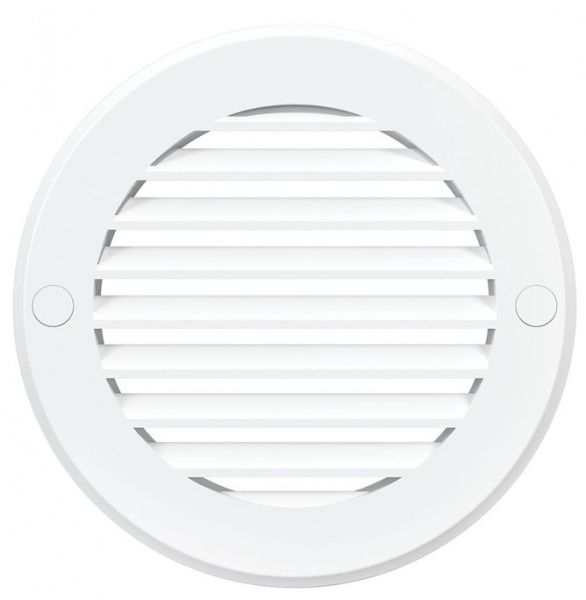Решетка пластиковая D-100/136 круглая,  белая с фланцем