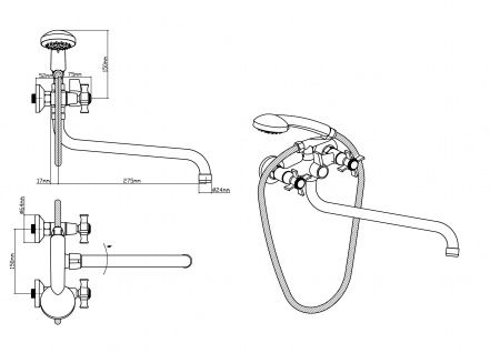 Смеситель BOOU для ван. двур., BA5333-3-B723-C018