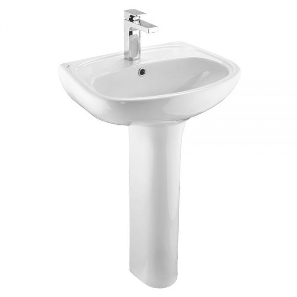 Умывальник "Анимо-55" пьедестал, с переливом, без комплекта, 1 отверстие, белый