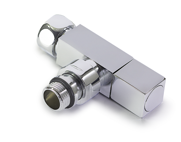 Кран для углового соединения, маховик - квадрат, 3/4" (накидная гайка) х 1/2"НР-"Американка" (хром)