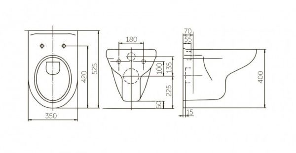 Унитаз подвесной "Элеганс" белый, сиденье дюропласт, микролифт