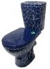 Унитаз "Соло", синий кракелюр, 2кноп.,прямой вып.,нижн.подв., сиденье полипропилен