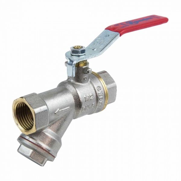 Кран+фильтр сетчатый Ду 20 (хром) "рычаг"