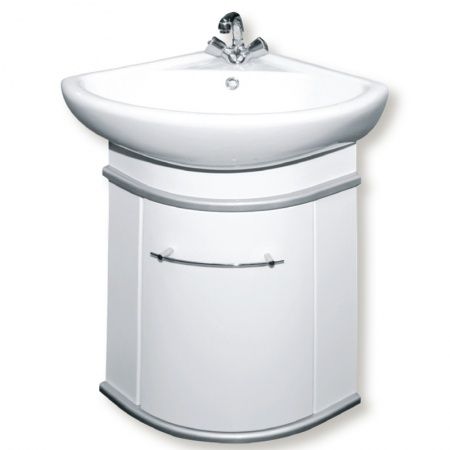 Умывальник мебельный, угловой "Элегия" с переливом, без комплекта, 1 отверстие, белый