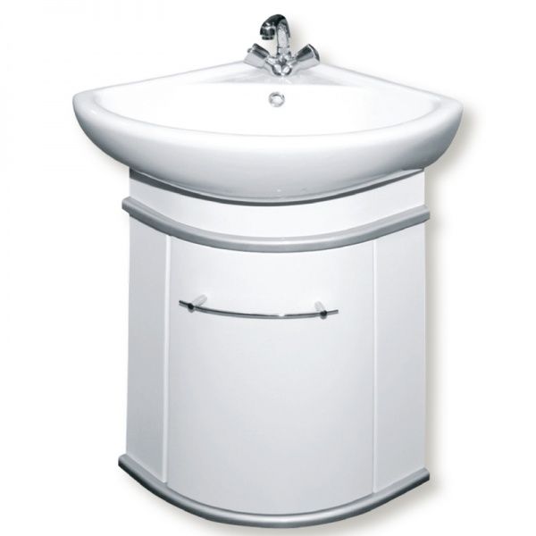 Умывальник мебельный, угловой "Элегия" с переливом, без комплекта, 1 отверстие, белый