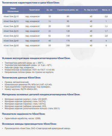 Конденсатоотводчик 45нж13нж Ду 40 Ру 40, под приварку