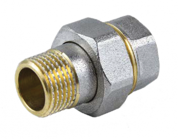 Соединитель ВН/НР прямой с накидной гайкой Ду 40 (ник.) Aquasfera