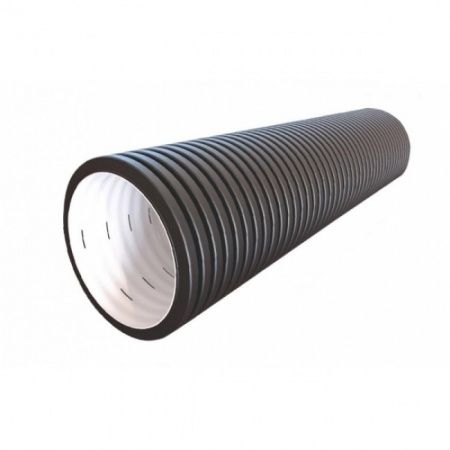 Труба дренажная двухслойная, гофрированная, перфорированная, ПЭ, Ду 160 (без фильтра), SN6, 6м