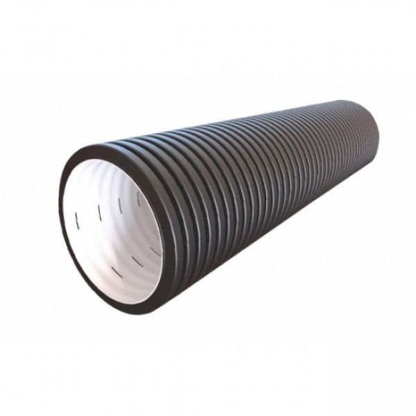 Труба дренажная двухслойная, гофрированная, перфорированная, ПЭ, Ду 160 (без фильтра), SN6, 6м