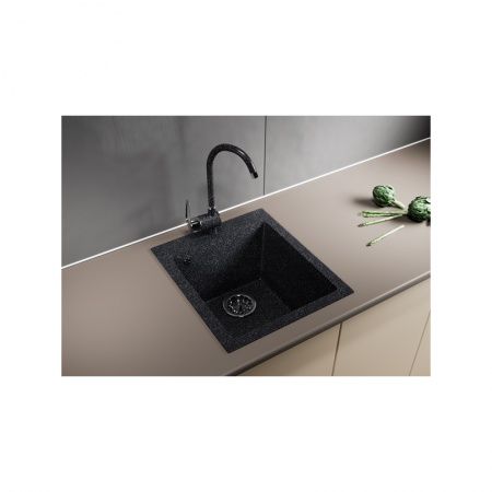 Мойка ML-GM14 черная, иск. мрамор 495х420х190мм (308)