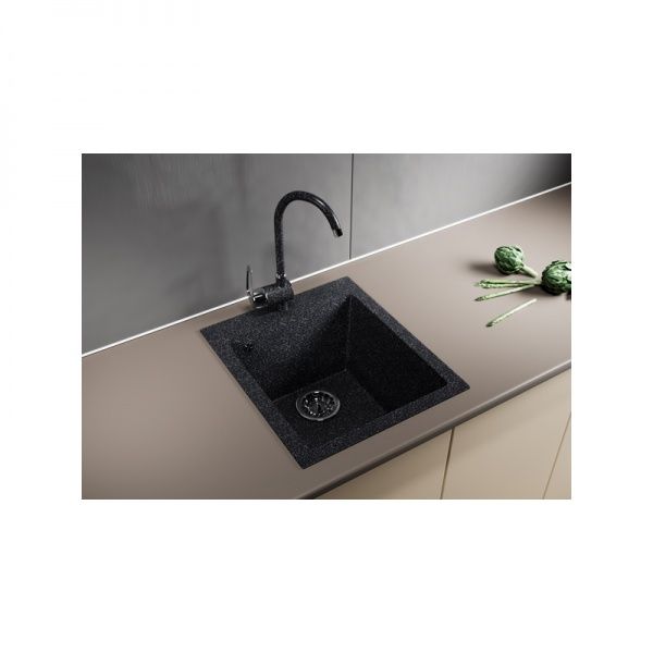 Мойка ML-GM14 черная, иск. мрамор 495х420х190мм (308)