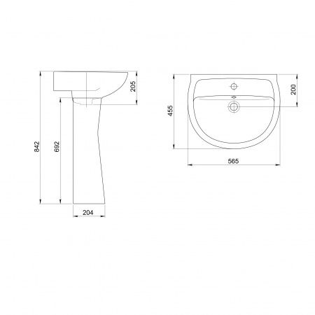 Умывальник "Версия" с переливом, без комплекта, 1 отверстие, белый
