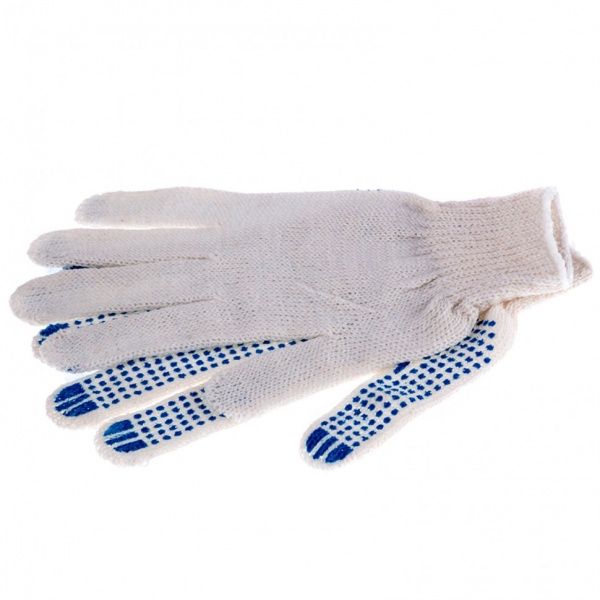 Перчатки х/б, ПВХ "точка" 6 нитей, белые (пара)