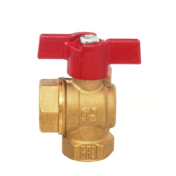 Кран шаровый угловой БАЗ Ду 15 муфта/муфта "бабочка"